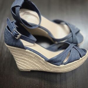 Denim Wedge Sandals